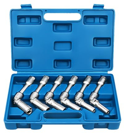 Fyearfly 6Pcs Hexagonal Spark Plug Socket Set 3/8'' Universal Joint for Easy Car Repair