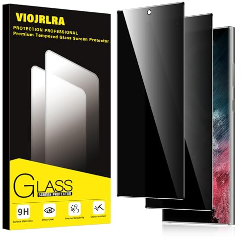 Viojrlra Sichtschutz für Samsung Galaxy S22 Ultra 5G Schutzfolie,Anti-Peeping Panzer Schutz Glas Displayschutz 9H Härte,Anti-Spähen,Anti-Spy Schutzglas Panzerfolie Blickschutz Folie,2 Stück