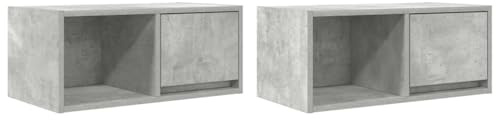 GPWERSDF TV Wall Cabinets 2 pcs Concrete Grey 60x31x25.5 cm Engineered Wood, Wall-Mounted TV Bench with Ample Storage for Magazines and DVDs, Space-Saving Design