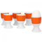 van Well Vario Eierbecher-Set 6-teilig - Eier-Service für 6 Personen - Eierhalter 4,6 cm breit & 7cm hoch - Porzellan-Set weiß mit Rand in Orange - Eierständer spülmaschinengeeignet