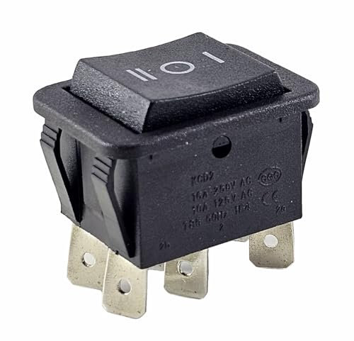 Interrupteur à bascule 6 broches ON/OFF/ON encastrable env. 29 x 21,6 mm, également comme remplacement pour tondeuse à gazon