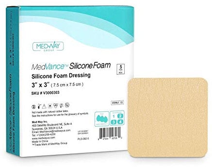 MedVanceTM Silikon - Schaumabsorbierender Verband mit Silikonkleber, 7,5 cm x 7.5 cm, Packung mit 5 Wundverbänden