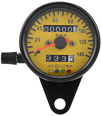 qiilu 60 mm Motorrad Kilometerzähler TACHO Gauge mit Indikator schwarz