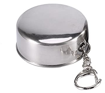Haofy Faltbecher aus Edelstahl, Tragbar Klappbecher mit Schlüsselanhänger, Mini Faltbarer Teleskopbecher Reisebecher, Faltbare Tasse für Reise Picknick Wandern Outdoor, 75ml