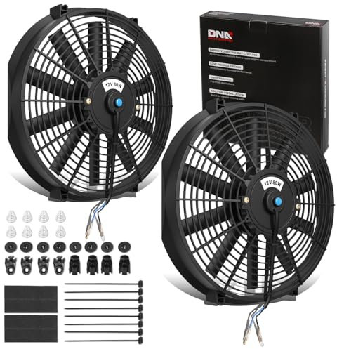 DNA Motoring RAF-14+FMK-X2 2Pcs 14 Inch Electric Radiator Cooling Fan kit (Black)
