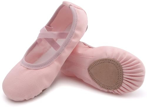 Scarpe Danza Classica Tela Bambina Scarpette Ballo Donna Mezze Punte Suola Spezzata Scarpa Ballerina Antiscivolo Ginnastica Pantofole Ballerine Elegante Ballet Scarp Ragazza Rosa 23
