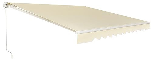 COSTWAY Markise mit Kurbel, Gelenkarmmarkise Sonnenschutz, Balkonmarkise Sonnenmarkise 5-35° Winkel einstellbar, Terrassenmarkise, Klemmmarkise für Balkon und Veranda (Beige, 300 x 250 cm)