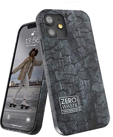 Wilma Biodegradable Compatible with iPhone 12 Mini Case, 5.4 Zot, Waste-Free, Completely Protective Mobile Phone Case, Environmentally Friendly, Plastic Pollution Stop, Plastic-Free, Charcoal