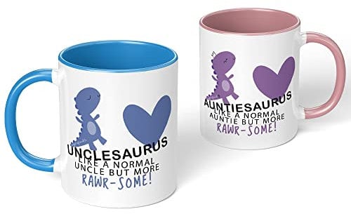 Gift Set Uncle & Auntie Unclesaurus and Auntiesaurus Gift Mug