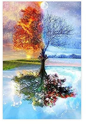 RBIX Art 4 Jahreszeiten Lebensbaum Leinwand Poster Schlafzimmer Dekor Sport Landschaft Büro Zimmer Dekor Geschenk Ungerahmt: 40 × 60 cm