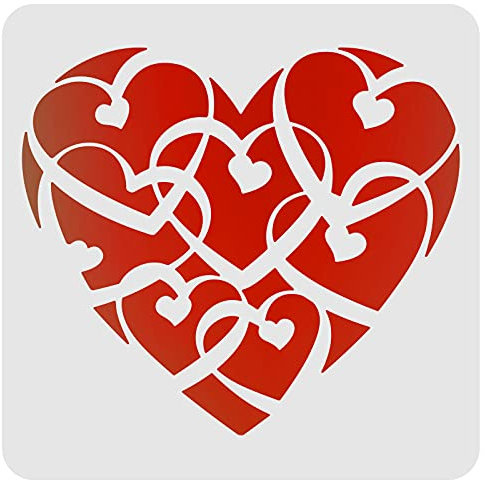 FINGERINSPIRE Große Herz Schablone 30x30cm Valentinstag Herz Malerei Schablone Wiederverwendbare Kunststoff Schablone Zeichnung Vorlage für Holz Leinwand Papier Party Dekoration