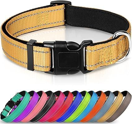 Joytale Collar Perro Reflectante,Nylon Collar Acolchado con Neopreno,Ajustable para Perros Extra Grande,45-70cm,Marrón