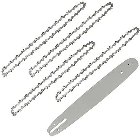 Longueur de Guide-chaîne 35 cm avce 4 Chaînes de Tronçonneuses, 52 Maillons / Entraineurs, Pas de 3/8, Jauge 0,05 (1,3 mm)