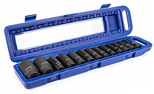 Coffret jeu de douilles pour clé à choc 12,5 mm 1/2'' de 10 à 32 mm