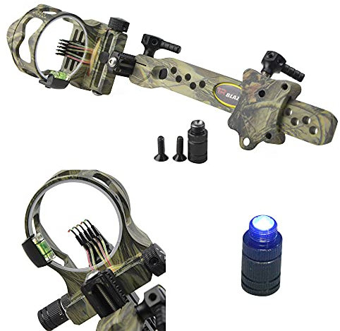 ZSHJGJR Bogen Visier 5 Pin Compoundbogen Anblick Bogenschießen Bogenvisier Micro Einstellbar Sight 0,019 Optische Faser Lange Stange Jagdvisier