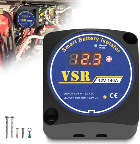 Split Charge Relay 12V 140Amp Manual and Auto modes Voltage Sensitive Relay VSR Compatible with RV Marine Car Vehicle Truck Caravan Off-road Camper Yacht ATV UTV, Not Fit for lithium batteries