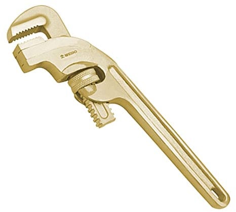 WEDO Funkelnfreier Rohrzange, funkelnder, gerader Sanitärschlüssel, kein Funkensicherheit, verstellbarer Schraubenschlüssel, Aluminium-Bronze, DIN-Standard, BAM- und FM-Zertifikat, 450 mm