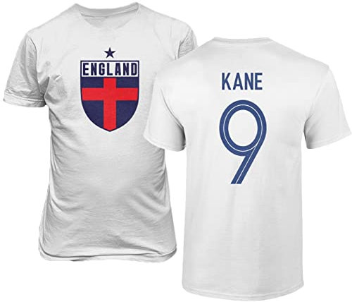 Emprime Baski Harry England Fußball Kane #9 Fußballtrikot-Stil Shirt Herren Jugend T-Shirt (Weiß, YL)