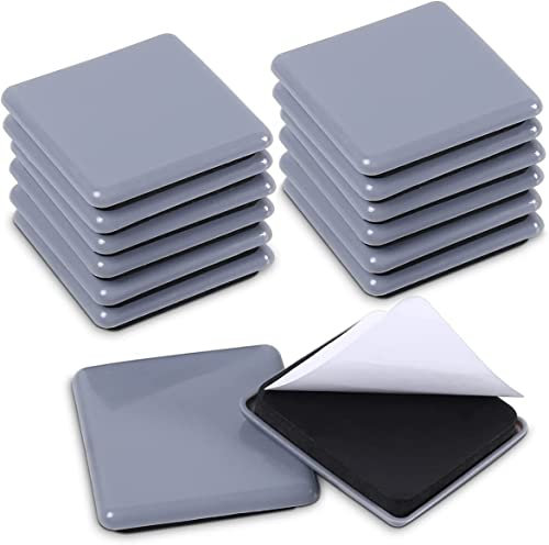 16 Pack 2-1/2 Square Self-Stick Furniture Sliders Adhesive Furniture Table Desk Chair Movers for Carpet Furniture Sliders Carpet Moving Sliders Furniture Moving Pads Furniture Glides(Light Blue)