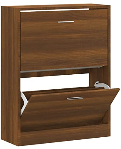 vidaXL Schuhschrank Schuhablage Schuhregal Schuhständer Schuhaufbewahrung Schuhkipper Schuhkommode Braun Eichen-Optik 63x24x81cm Holzwerkstoff