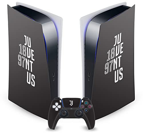 Head Case Designs Licenza Ufficiale Juventus Football Club Tipografia Arte Vinile Frontalino Sticker Gaming Pelle Adesivo Compatibile con Sony Playstation 5 PS5 Digital Console & DualSense Controller