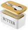 Dyserbuy Butter Dish with Lid, Butter Dish, Porcelain Butter Container with Double Silicone Seals Cover, Ceramic Butter Keeper with Knife, Perfect for East West Coast Butter, 650ml (White)