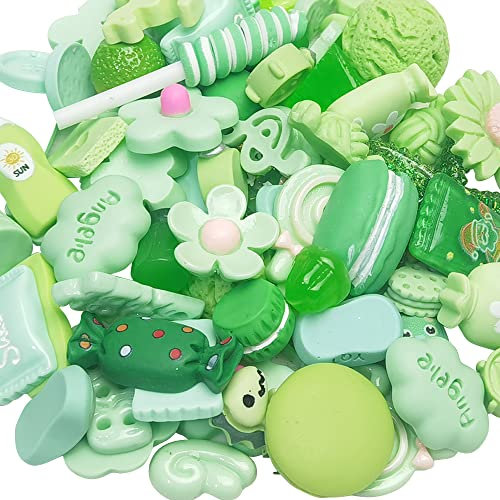 Chenkou Craft 50 Stück gemischte Osterknöpfe mit flacher Rückseite aus Kunstharz (grün)