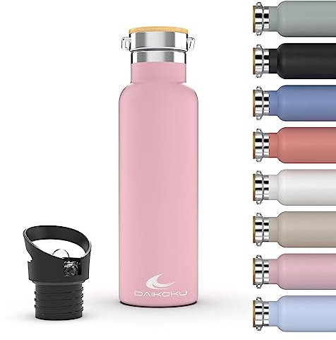 Daikoku Botella Agua Acero Inoxidable - 500ml - Botella Térmica - Bebidas Frías 24 Horas y Calientes 12 Horas - Botella Agua Antigoteo - Doble Pared Libre de BPA - Cantimplora Termica - Rosa
