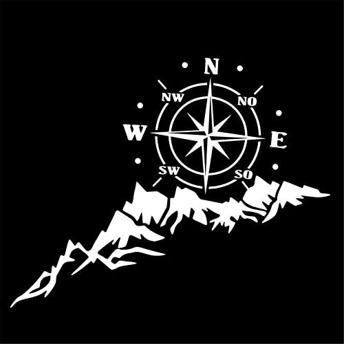 BYNYXI Kompassrose Aufkleber Wohnmobil, Berg Auto Aufkleber Kompass Grafik Aufkleber Karosserie Aufkleber Auto Motorhaube Sticker Windrose Navigation Aufkleber für SUV Off-Road Wohnwagen-65cmx35cm
