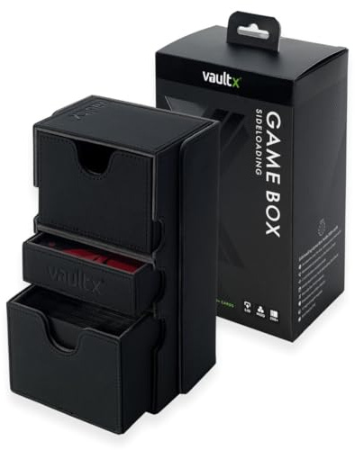 Vault X Game Box für 200+ gesleevte Karten, Exo-Tec Material, mit zwei Kartenfächern und Zubehörablage (Schwarz)