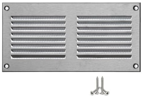 LIRAST 200x100 mm Stainless Steel Vent Cover with Insect Mesh – 8x4 Inch Metal Air Vent Grille – Internal & External Wall or Ceiling Ventilation Cover