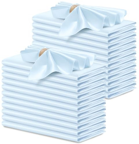 P Pothuiny 24 Stück hellblaue Satin-Servietten, 43,2 x 43,2 cm, quadratisch, glatt, Hochzeits-Servietten, Tischservietten für Bankett, Party, Restaurant, Dekoration, Thanksgiving, Weihnachten