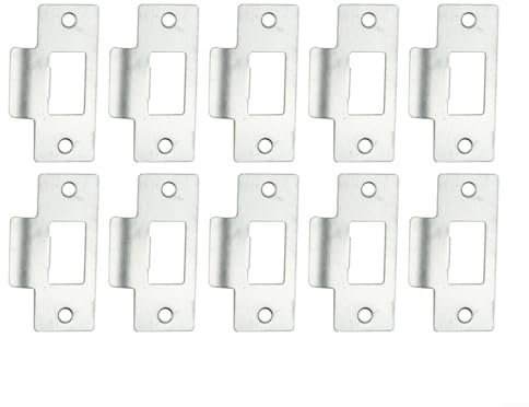 CWOQOCW Door Strike Plate, Stainless Steel Door Latch Strike Plate Polished Latch Retaining Plate Replacement Door Parts(10pcs)