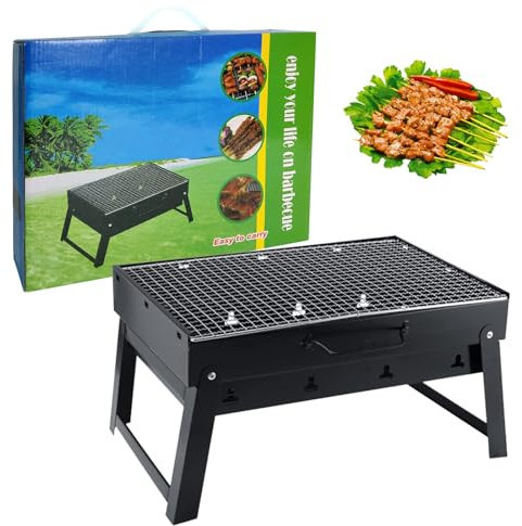 HZSZJMN BBQ Grill, 35CM Length Barbecue Grill, Portable Charcoal Grill Outdoor Cooking Camping Picnic Grill Suitable for Picnic Garden Terrace Camping Travel-Small