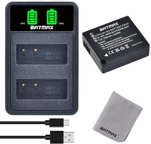 Batmax DMW-BLE9 DMW-BLG10 DMW-BLG10E Battery and Rapid USB Battery Charger for Panasonic DC LX100 II GX9 TZ200 TZ95 TZ90 DMC TZ100 TZ80 GF6 GX7 GX80 LX100 S6 Camera Batteries