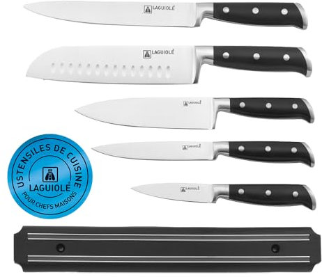 LAGUIOLE -Set de 5 cuchillos + barra magnética Enzo