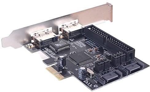 Seprendi 1 Stück SATA IDE PCI E Adapterkarte PCI E auf SATA 2.0 + IDE ESATA X2 Combo Adapter Konverter Controller Karte