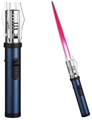 Lichtschwert Feuerzeug, Hell Feuerzeug Wiederaufladbar, Metall Gas Winddicht Butan Fackel Feuerzeug, Ray Gun Fackel, Jet Torch Feuerzeug, Blaue Flamme Feuerzeug für Küche Kochen Outdoor Camping (Blau)