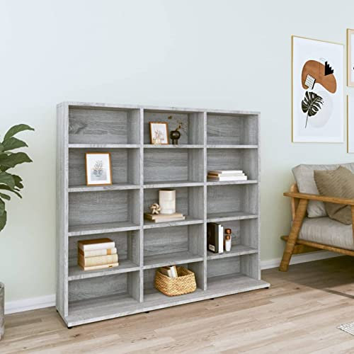 Rantry CD Cabinet Grey Sonoma 102x23x89.5 cm Engineered Wood Media Storage Cabinets & Racks