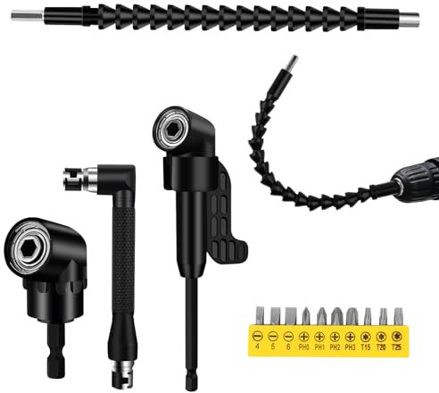 VFANDV Adaptador de Destornillador Angular Set, 14 Piezas Vástago Hexagonal Extensión Set 105 °Adaptador Atornillador Flexible Taladro Pequeño Extensor Flexible para Accesorios Destornilladores