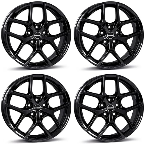 4x Borbet Felgen Y 7.0x17 ET40 5x100 black glossy kompatibel mit VW Bora Cross Golf Polo T-Cross Taigo