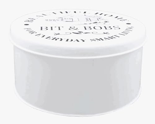 Bit & Bobs Round Deep Cake Storage, Flat Canister Cake,Biscuit,Cookies Storage tin Container ideal for Roti Chapati, cake Size 21.5cm (White)