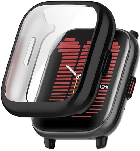 Hülle für Amazfit Active Schutzfolie Schutzhülle, Silicone TPU Displayschutz Case Cover, Anti-Kratz Anti-Staub Schutz Gehäuse für Amazfit Active (Black)