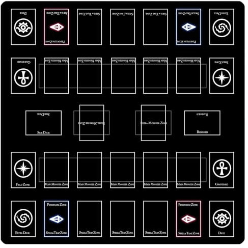 WSRXDMSN Ygo Play Mat 2 Player Rubber Duel Mat Gaming Competition Pad Card Binder Deck 23.6 x 13.7 Inches