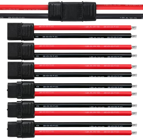YIXISI 3 Paar XT60 XT60H Stecker Männlich Weiblich Stecker, XT60H Plug Male Female Connector mit Mantel Gehäuse Stecker, mit 100mm 12AWG Silikondraht, für RC Lipo Batterie FPV Drohne, Schwarz