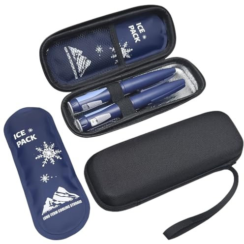 Nevera Medicamentos Portatil, Nevera Insulina Viaje con 2 Bolsas de Hielo, Papel de Aluminio, Manteniendo Baja Temperatura, Nevera Portatil Insulina