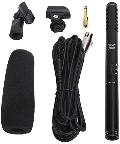Segrehy Microphone d'interview Noir Haute sensibilité, Mini Micro Portable d'enregistrement Filaire, Conception directionnelle, Interface XLR, pour Grandes réunions, interviews,