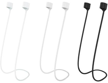 3 Cordón Auriculares Inalámbricos, Deporte Correa de Cordón para Auriculares, Compatibles con AirPods Pro 1 2 3, Ideal para Deporte, Incluye Tres Colores: Transparente, Blanco y Negro, 70 cm