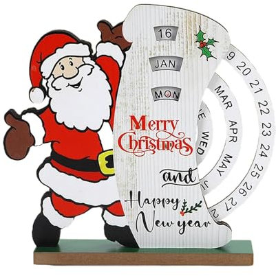 Holz-Weihnachtskalender 2025 - rotierender Weihnachtskalender, Countdown-Tafel-Dekoration, Holz-Tischkalender Datum, Woche, , Kalender für Büros u