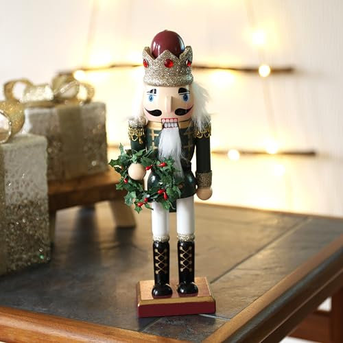 Fyne-Finds Festive Folktales Wooden Nutcracker 25cm Soldier Ornament Large Nutcracker Ornament Xmas Shelfsitter Decorative Gift